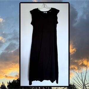 WILT BLACK 100% Cotton Slub Long Dress Generous XS 38” Bust EXCELLENT!